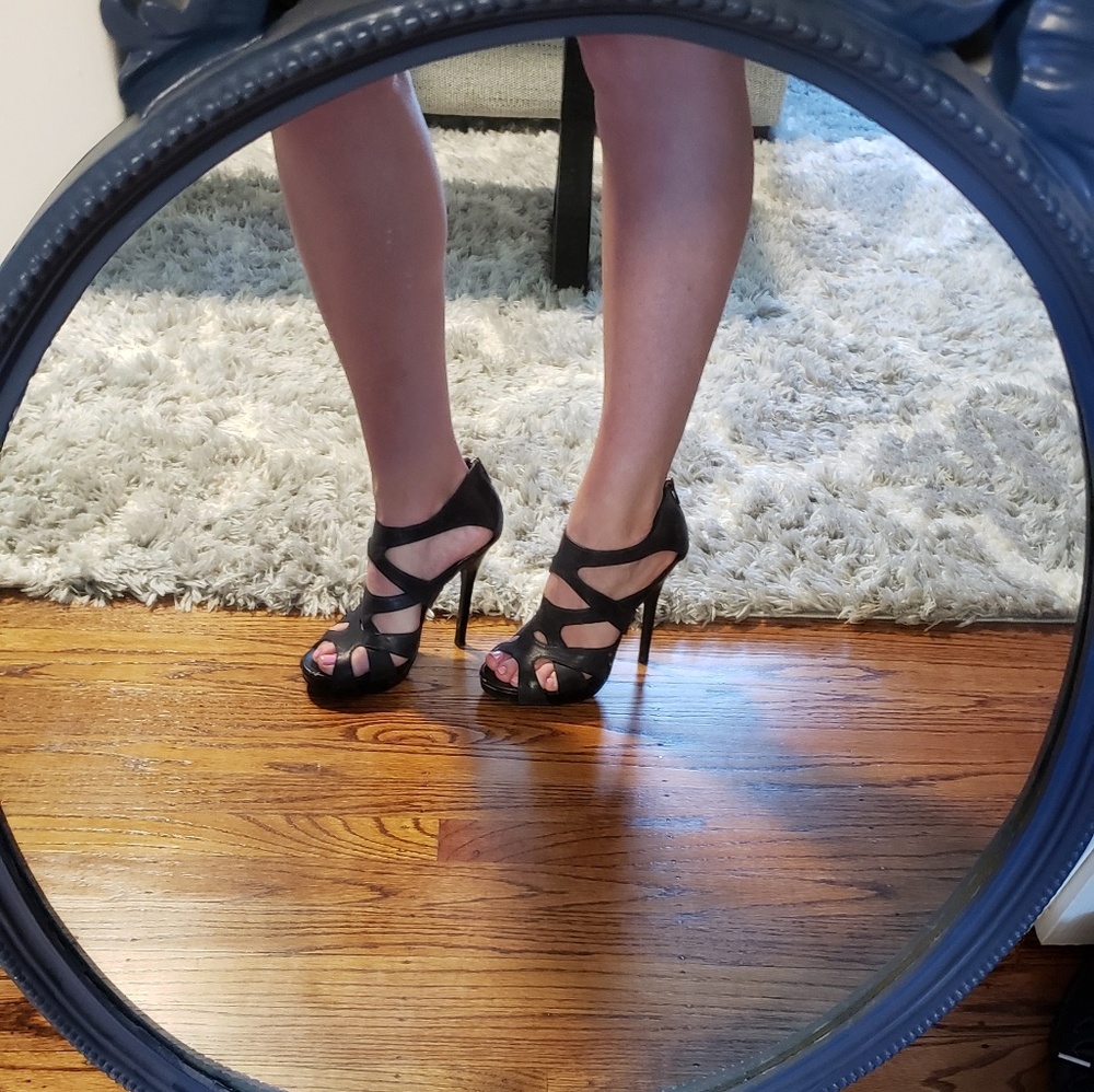 Aldo strappy zip up heels